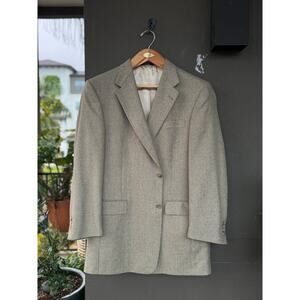 Hart Schaffner Marx USA Men’s 44L Long Beige Wool Sport Coat Blazer Jacket Check